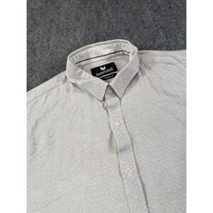 Buttercloth Shirt Mens 2XL Gray Button Up Long Sleeve Polka Dot Regular Fit Soft
